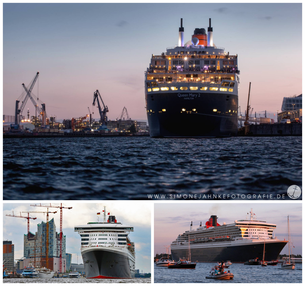 Samstag ★ 19. Juli – Die Queen Mary 2﻿ ist heute im Hamburger Hafen! Die Königin der Meere feiert heute ihr zehnjähriges Jubiläum in der Hansestadt und ist jetzt schon insgesamt zum neunten Mal bei uns! Die Feierei geht von 9:30-21:30h