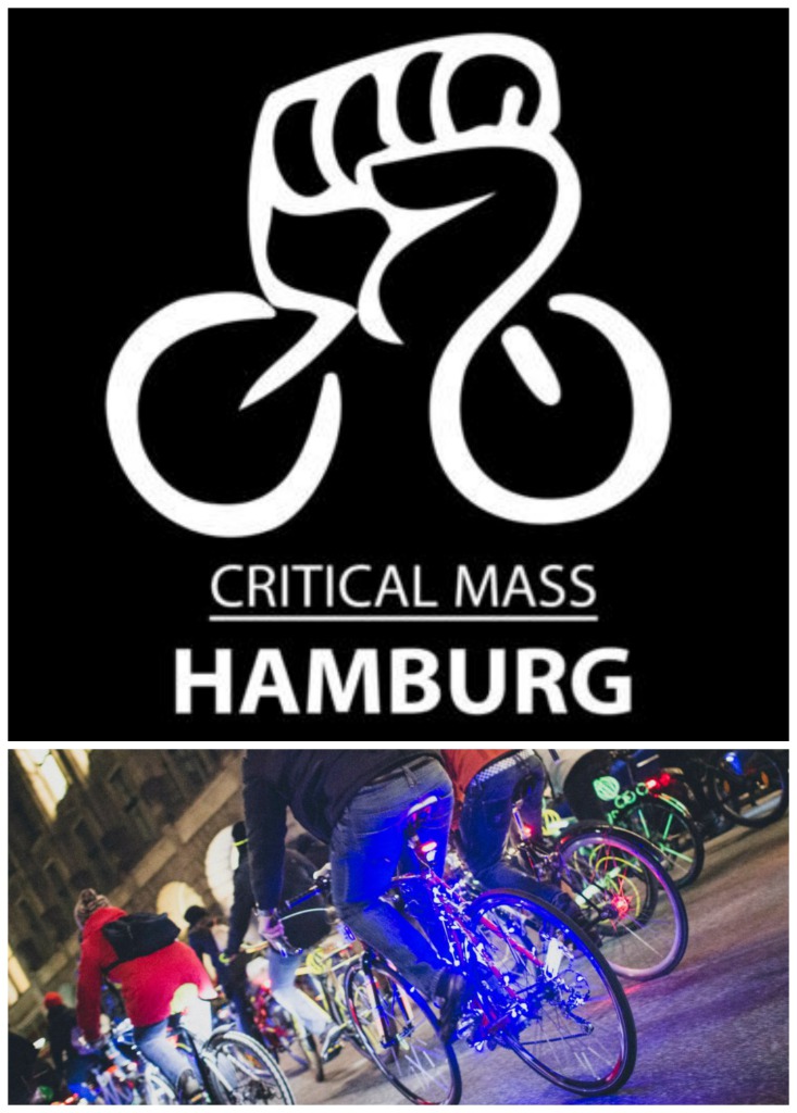 Critical Mass Hamburg – Heller denn je! …wird es heute Abend wieder auf Hamburgs Straßen, wenn sich hunderte Fahrradfahrer „ganz zufällig“ treffen und gemeinsam auf die Sättel schwingen. Und dieses mal wird es HELL! Rüstet eure Bikes mit Lichterketten, Discokugeln und Flutlicht aus! Hauptsache es blinkt, leuchtet und strahlt schön!