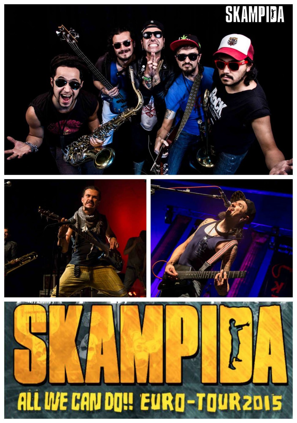 Die 5-köpfige kolumbianische Band SKAMPIDA präsentiert mit ihrem Rock-Mestizo einen wilden Mix aus Reggae, kolumbianischer Folklore, Cumbia, HipHop und Punk Musik. Aufgrund ihrer energetischen live Shows haben sie bereits einige Auszeichnungen südamerikanischer Musikzeitschriften eingeheimst. Hier wird gesungen, getanzt und geschwitzt!
