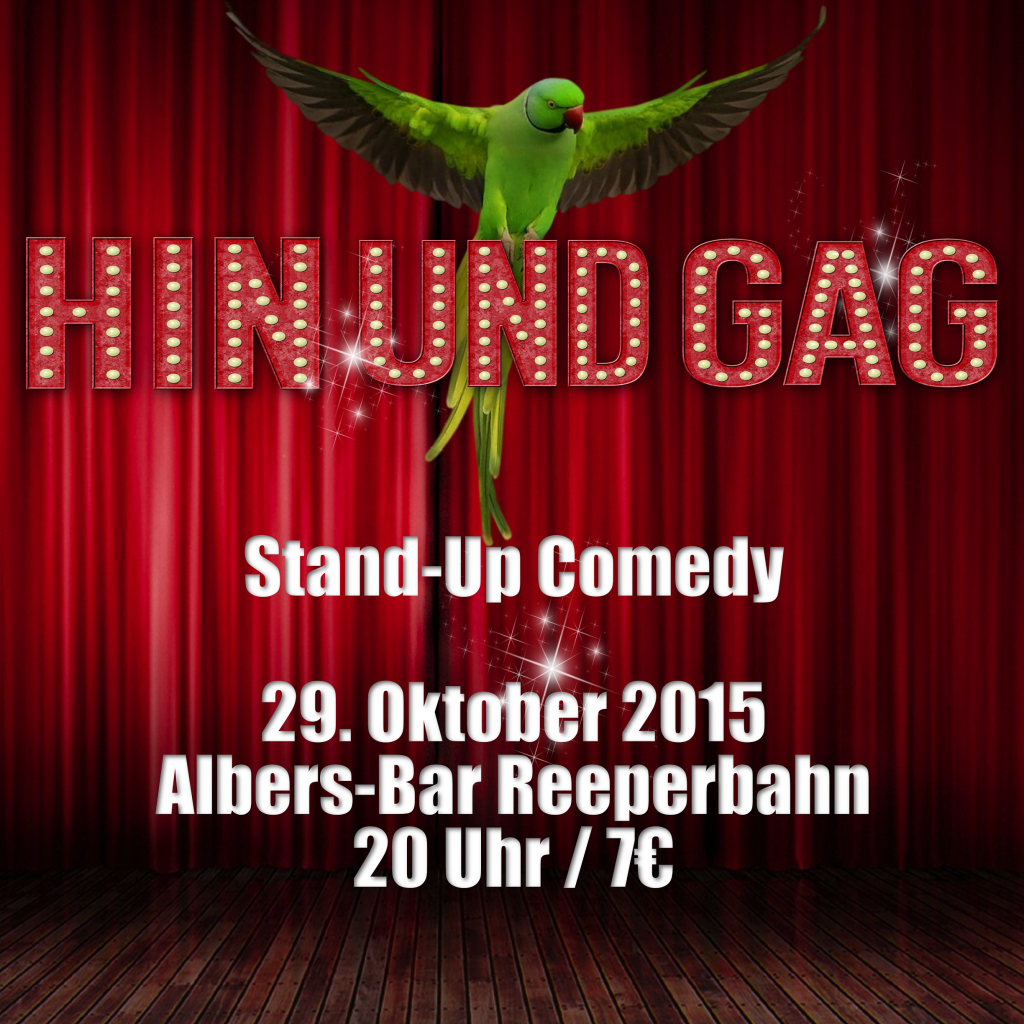Es ist wieder der letzte Donnerstag im Monat und das heißt: Hin und Gag in der Albers Bar! Acht Comedians werden heute Abend auf der offenen Bühne eure Bauchmuskel strapazieren. Seid dabei wenn Anfänger und Vollblut-Profis ihr Bestes geben! ;)