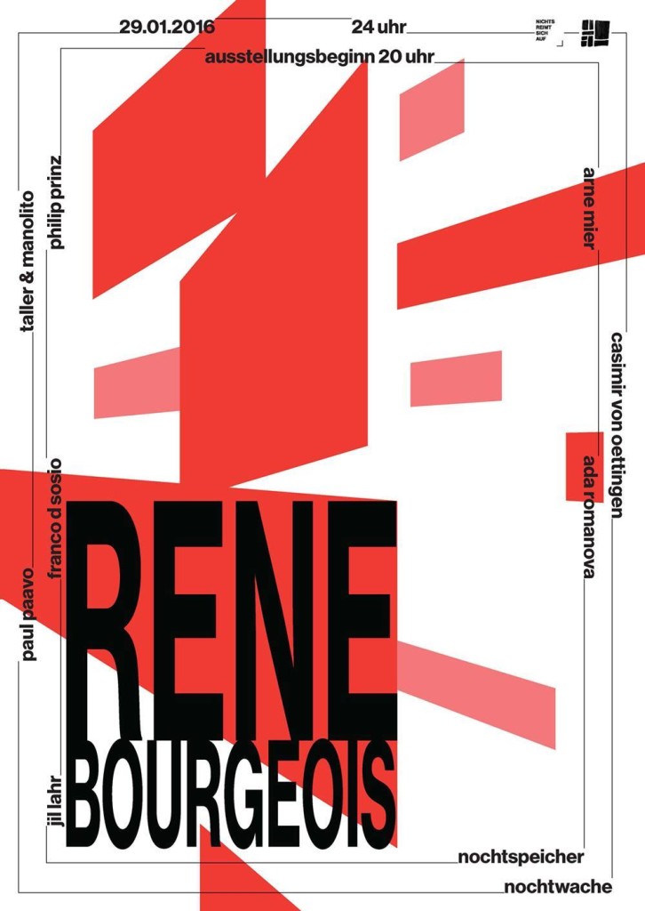 Kunst und Musik, Ausstellung und Party, schwelgen und tanzen bei „Nichts reimt sich auf… René Bourgeois“!