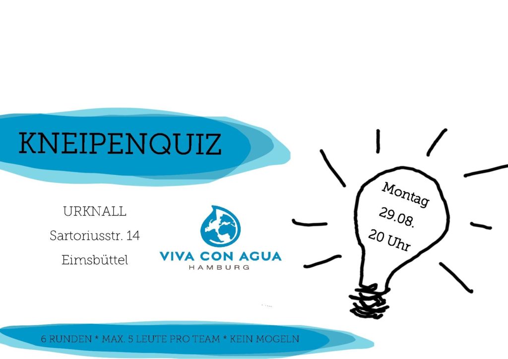 Schummeln verboten! Quizzen für den guten Zweck – sechs Runden à zehn Fragen beim Viva con Agua Kneipenquiz.