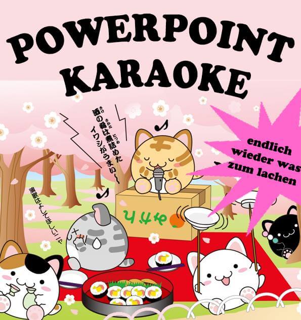 PowerPoint Karaoke bedeutet: Ein talentfreier Moderator, Präsentatoren ohne Schimmer & jede Menge Spaß! 😀